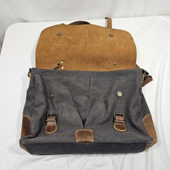 Wowbox Leather Detachable Strap Buckle Messenger Laptop Work School Bag - Picture 7 of 14